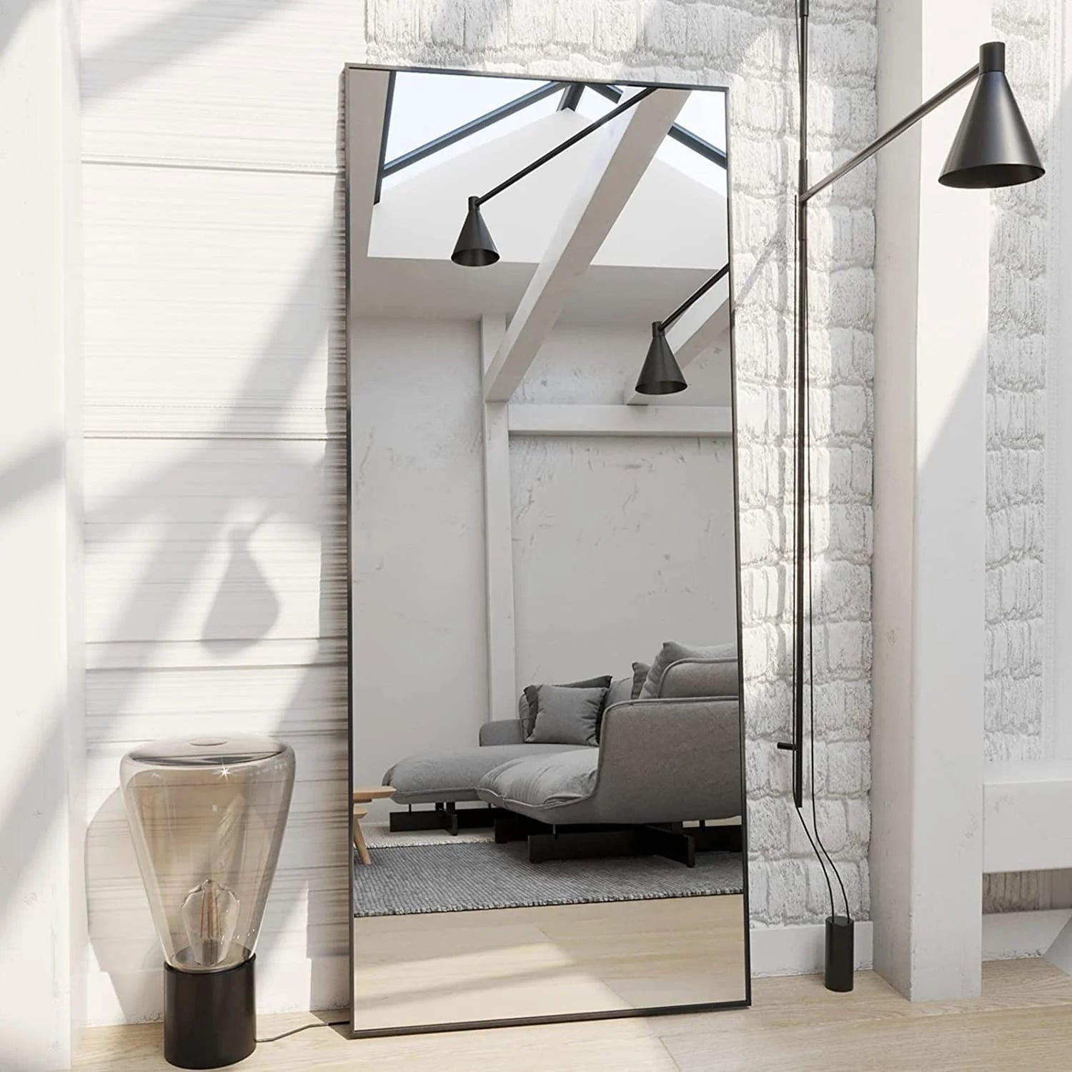 BEAUTYPEAK Full Length Mirror 71"x26" Rectangle Wall Mirror Floor Mirrors for Leaning, Black