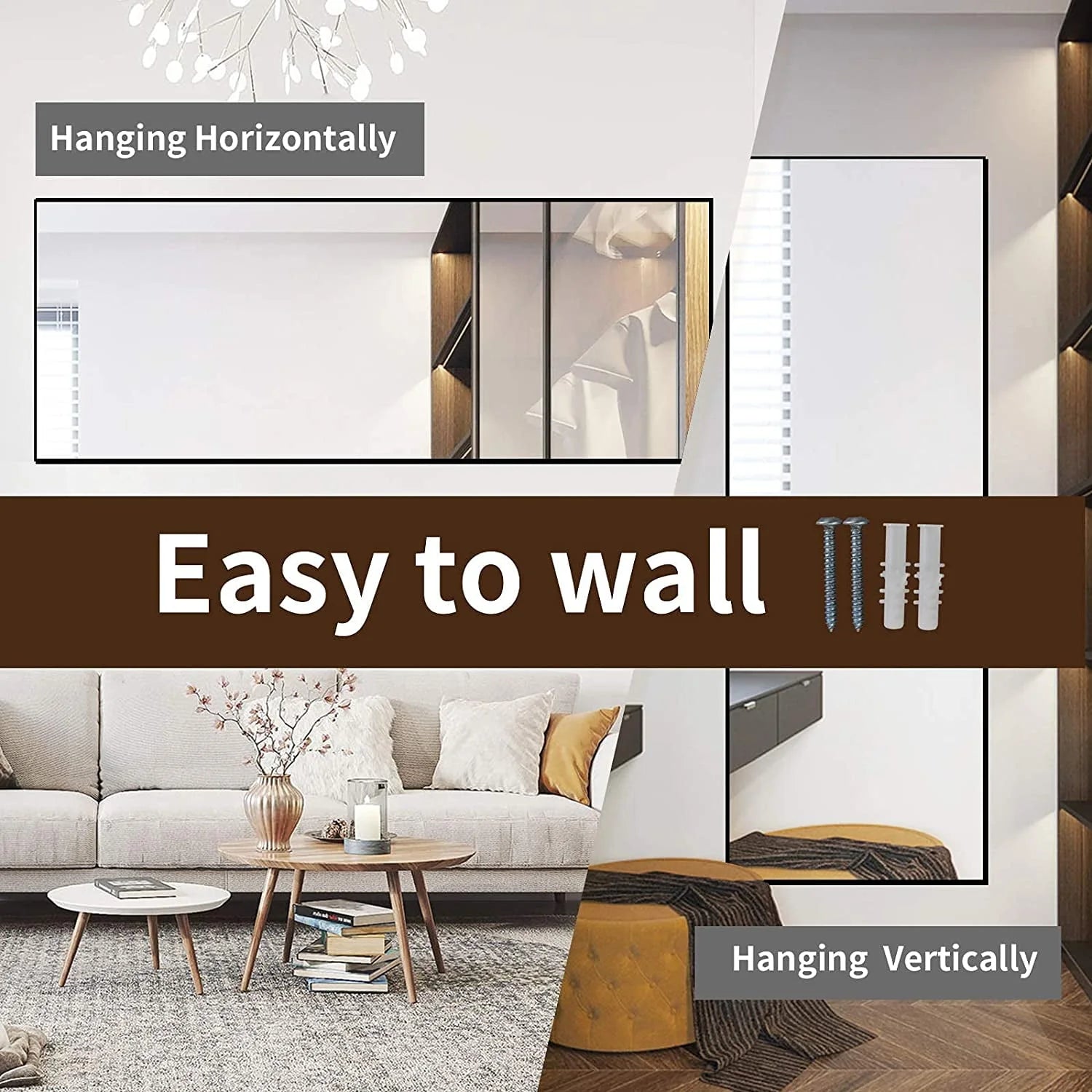 BEAUTYPEAK Full Length Mirror 71"x26" Rectangle Wall Mirror Floor Mirrors for Leaning, Black
