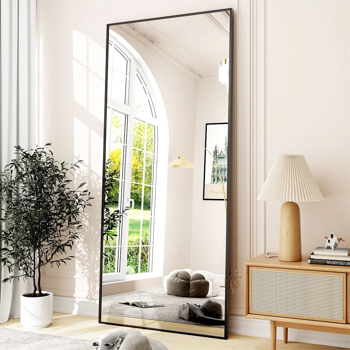 BEAUTYPEAK Full Length Mirror 71"x26" Rectangle Wall Mirror Floor Mirrors for Leaning, Black