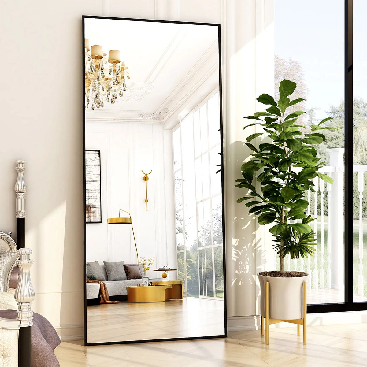 BEAUTYPEAK Full Length Mirror 71"x26" Rectangle Wall Mirror Floor Mirrors for Leaning, Black
