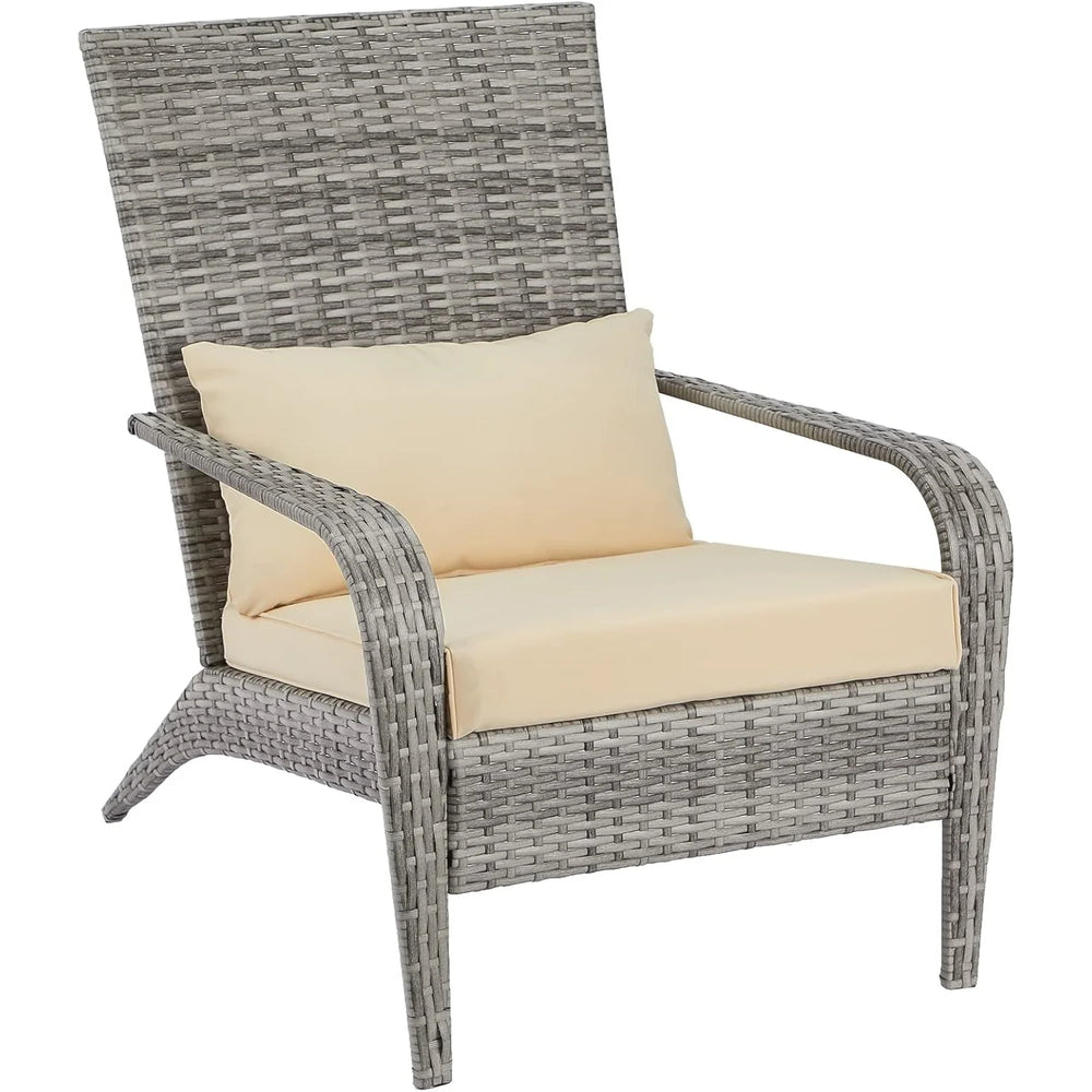 AECOJOY Patio Adirondack Wicker Chair, Outdoor Coconino Chair with Cushion and Pillow