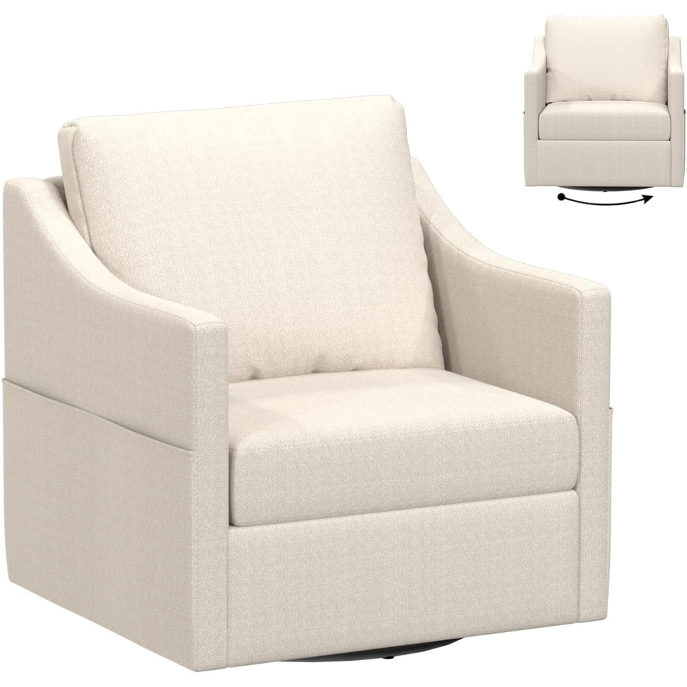 AECOJOY Swivel Armchair, Fabric Accent Chair Nursery Rocking Chairs, 360° Rotating Metal Base for Living Room, Bedroom