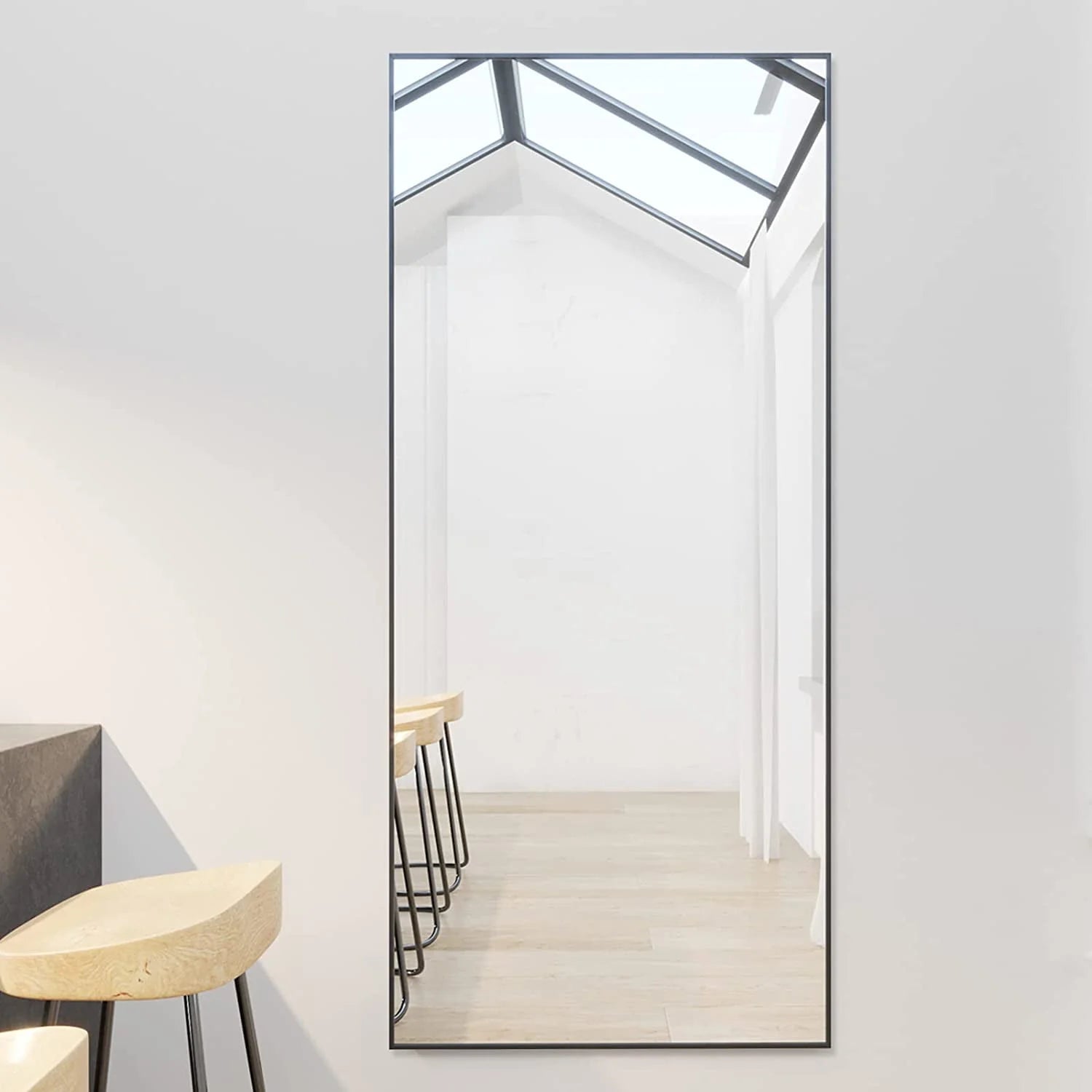 BEAUTYPEAK Full Length Mirror 71"x26" Rectangle Wall Mirror Floor Mirrors for Leaning, Black