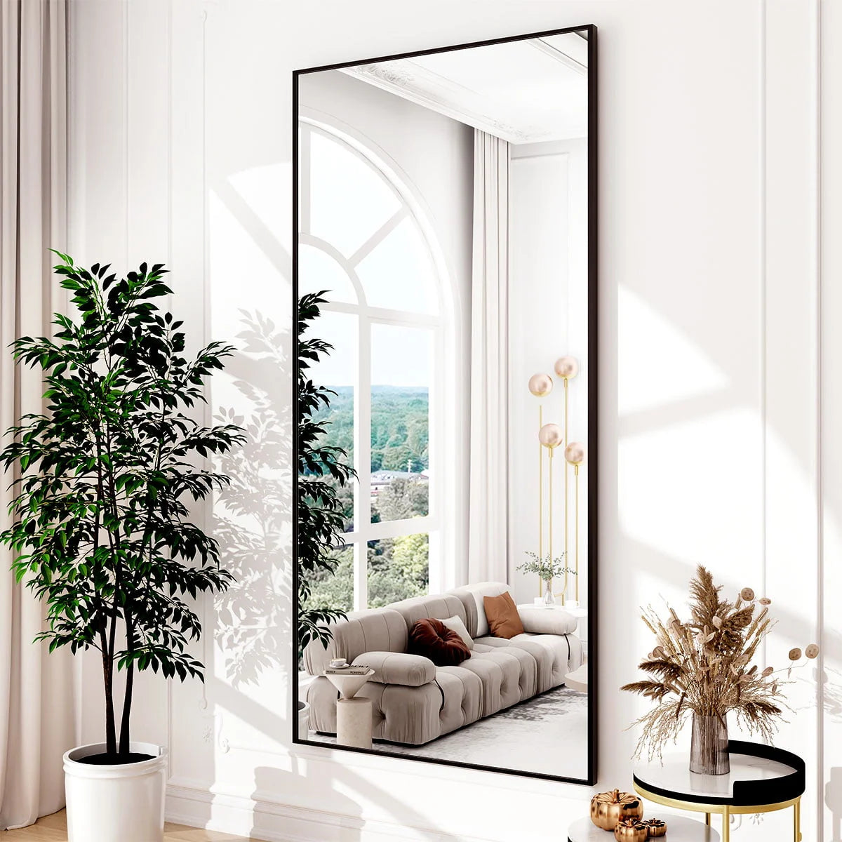 BEAUTYPEAK Full Length Mirror 71"x26" Rectangle Wall Mirror Floor Mirrors for Leaning, Black