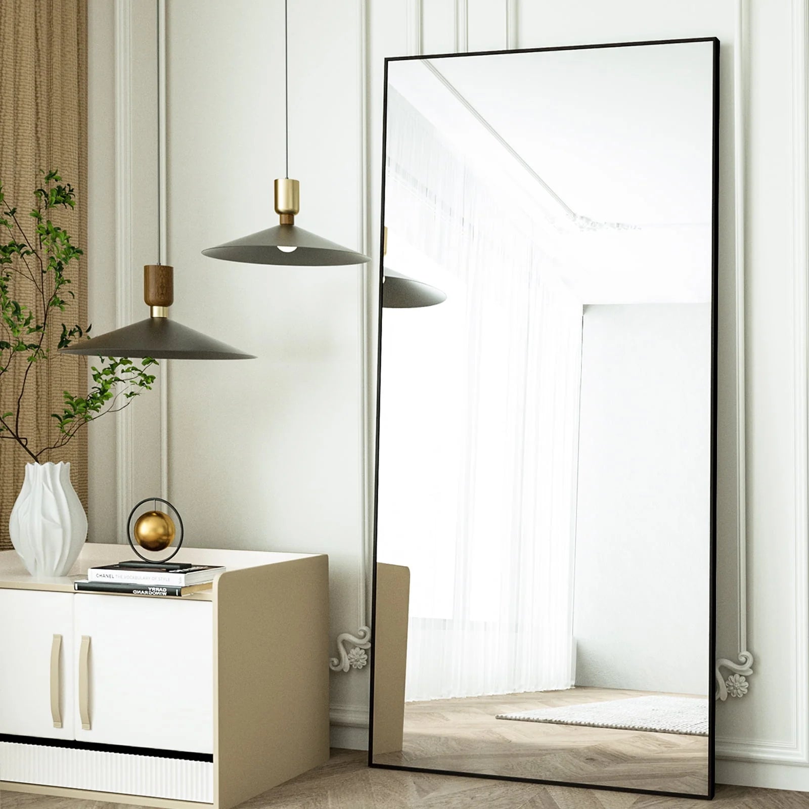 BEAUTYPEAK Full Length Mirror 71"x26" Rectangle Wall Mirror Floor Mirrors for Leaning, Black