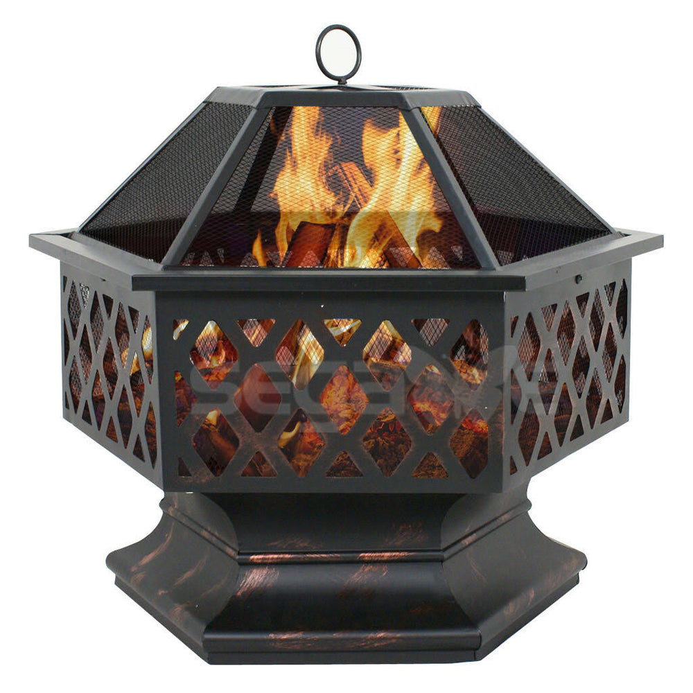 F2C Outdoor Heavy Steel 26" Fire Pit Wood Burning Fireplace Patio Backyard Heater Steel Firepit Bowl With Waterproof Cover (Model#05)